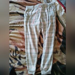 Cozy Plaid Fleece Pajama Joggers - Pink & Cream